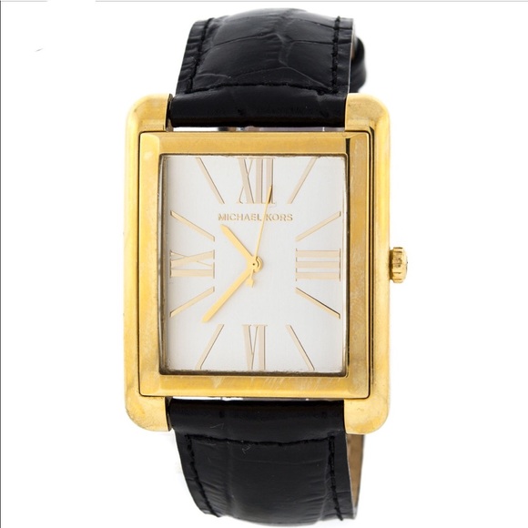 Michael Kors dress leather watch unisex black gold - Picture 3 of 5